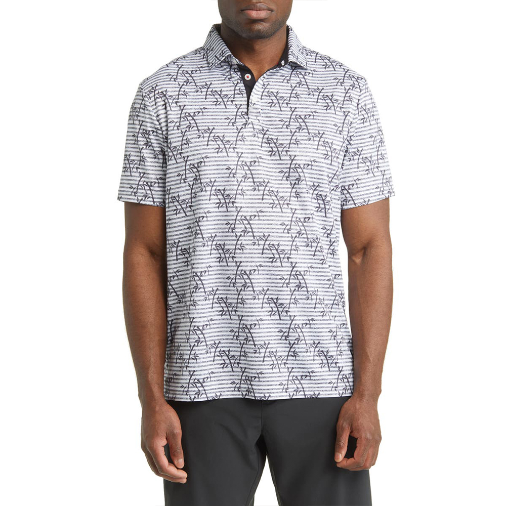 Custom Logo Design Men's Summer Short Sleeve Golf for Polo T-Shirt 100% Polyester Quick Dry & Floral Printing Jersey Fabric