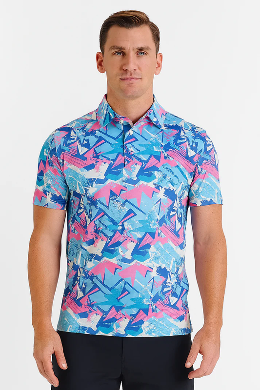 Colorful Geometric Polo Shirt - Antimicrobial Quick-Dry Slim Fit for Ultimate Comfort