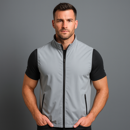 Fashionable custom logo men's practical full-zip polyester golf vests, waterproof vests with pockets