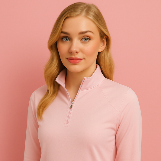 OEM Custom High Quality Embroidered Long Sleeve Quick Drying Plain 1/4 Zipper Half Chest Golf Pullover for Women