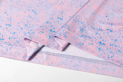 Pink Blue Splatter Polo Shirt - Antimicrobial Quick Dry Slim Fit