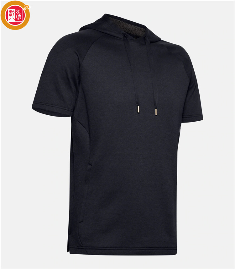 Mens Black Summer Top Short Sleeve Hoodie Jersey OEM Service Customized Solid Autumn Pullover Plain Dyed Hooded Custom Size