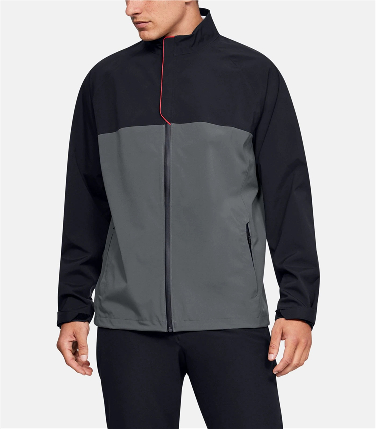 Custom Men Contrast Color Design Waterproof Raglan Sleeve Golf Rain Jacket Coat