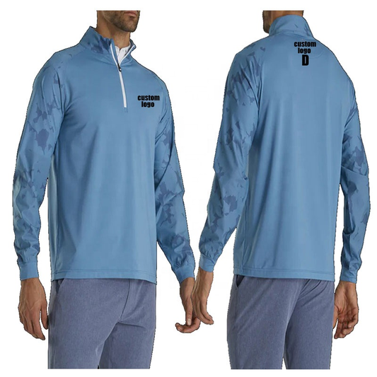 OEM Hot Selling Comfortable Blue Colors Custom Patterns 1/4 Zip Neck Sport Sweatshirts Golf Pullover
