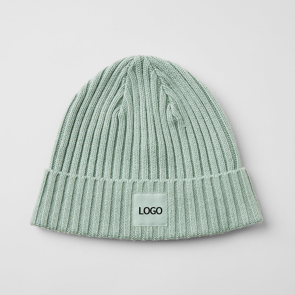 Custom logo unisex high-quality solid color blank dyed solid color winter beanie, acrylic knitted hat with cuffs
