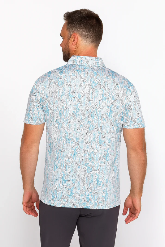 Cactus Print Polo Shirt for Men - Quick Dry Antimicrobial Slim Fit