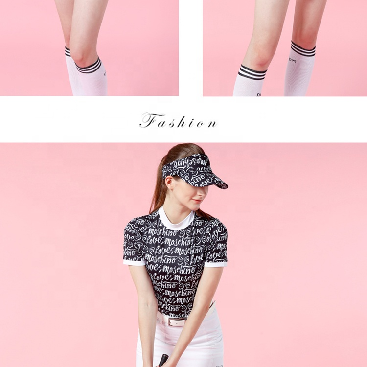 Women's Sublimation Casual Sport Golf Short Sleeve Polo Shirt Self Collar Letter Printing O-neck Women T Shirt