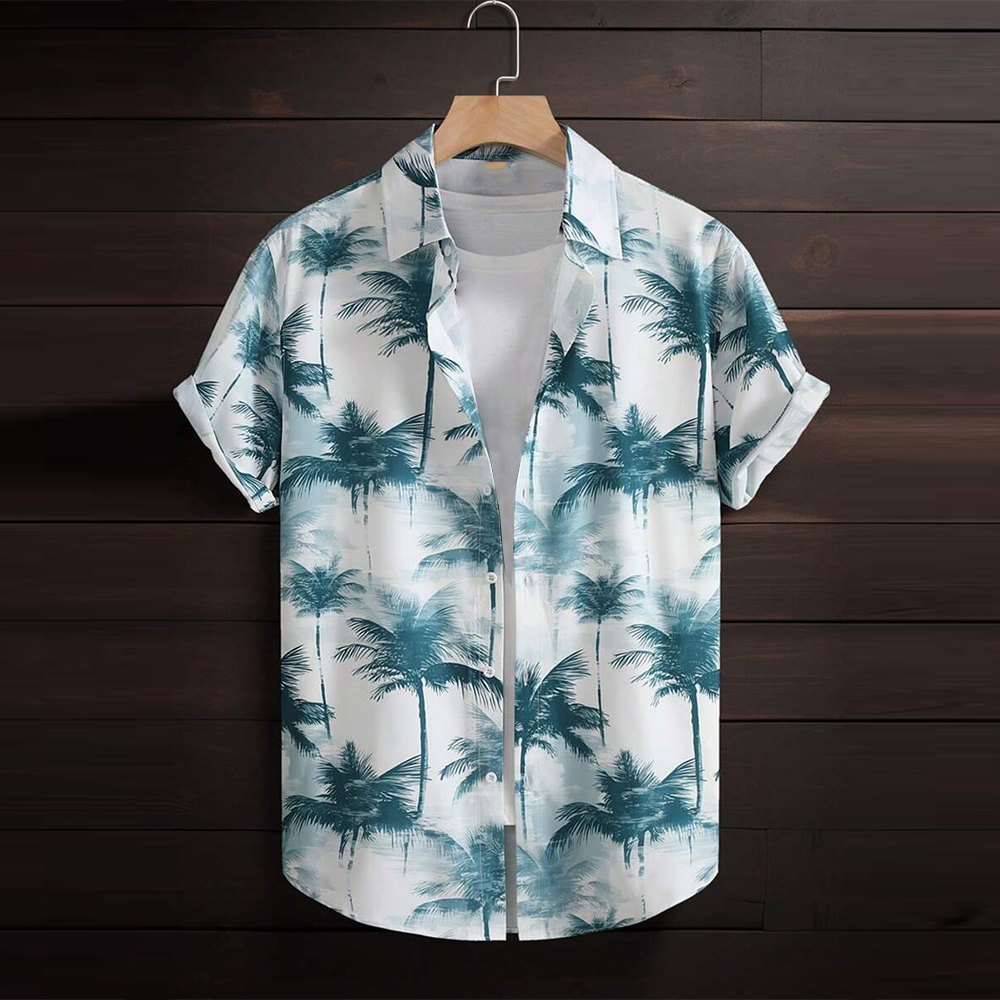 Custom Short Sleeve Printed Men's Short Sleeve Casual Shirt Embroidered Woven Shirt for Men
