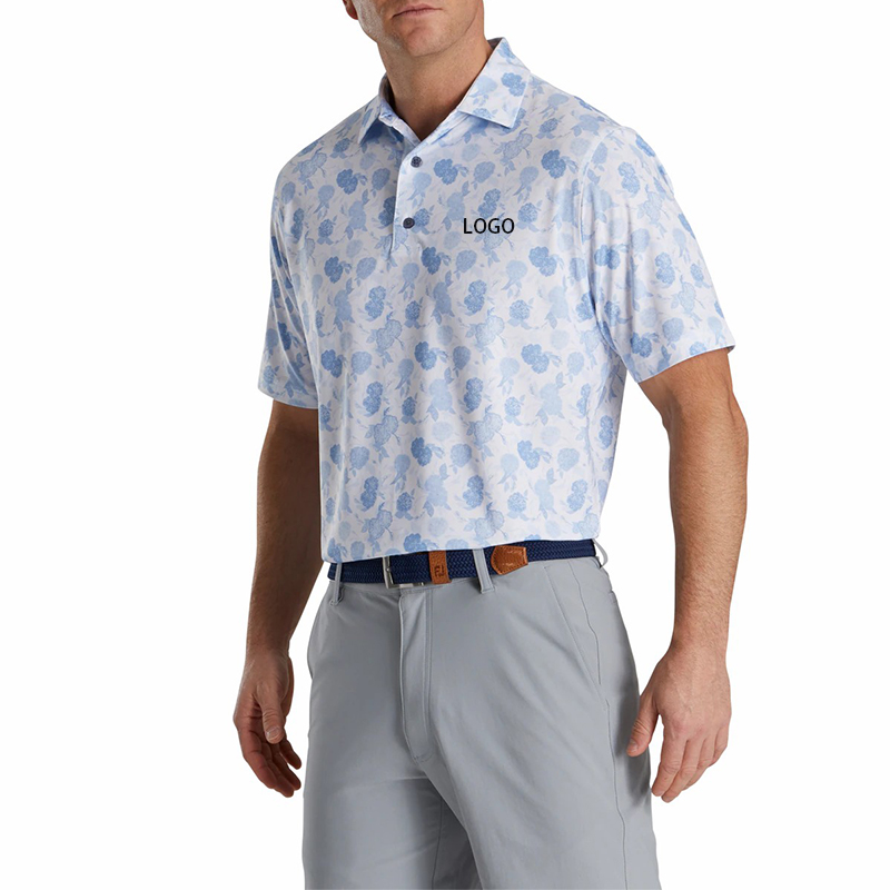 Vintage High Quality Custom Floral Printing Golf Sublimation Neck Shirts 100% Polyester Men Performance Polo T Shirt Manufacture