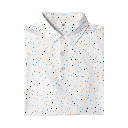Antimicrobial Polo Shirt with Colorful Polka Dot Print and Quick-Dry Technology
