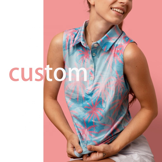 Custom Personalized Golf Activewear Lightweight Polyester Spandex Sleeveless Breathable Polo Shirt Women Golf Clothing