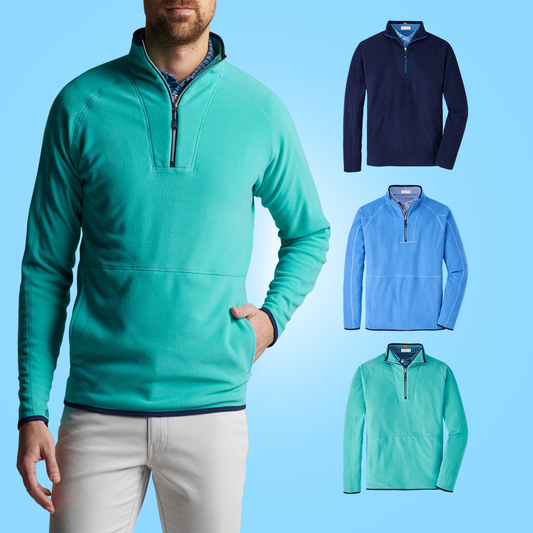 Custom Logo Green High Elasticity Half Quarter 1/4 Zip Neck 100% Polyester Sherpa Teddy Fleece Men's Golf Pullover Sweatshirt