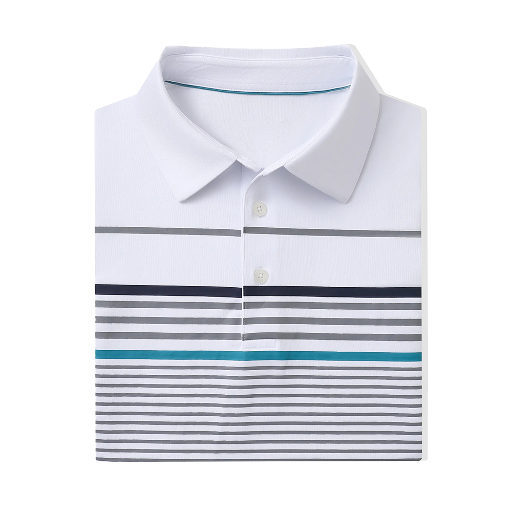 Custom logo Printing Quick Drying Boxy Fit Men Retro Designer Colour Striped White Polo Shirt Mens Golf Clothes