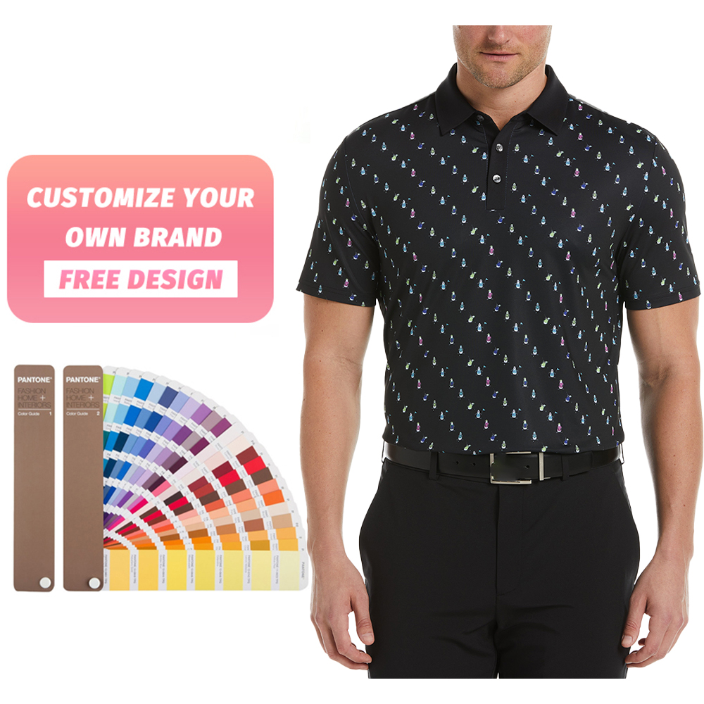 Men's for Polo Shirts with Custom Logo Quick Dry & Moisture Wicking Short Sleeve Spandex Polyester Sport Tops Printed Golf