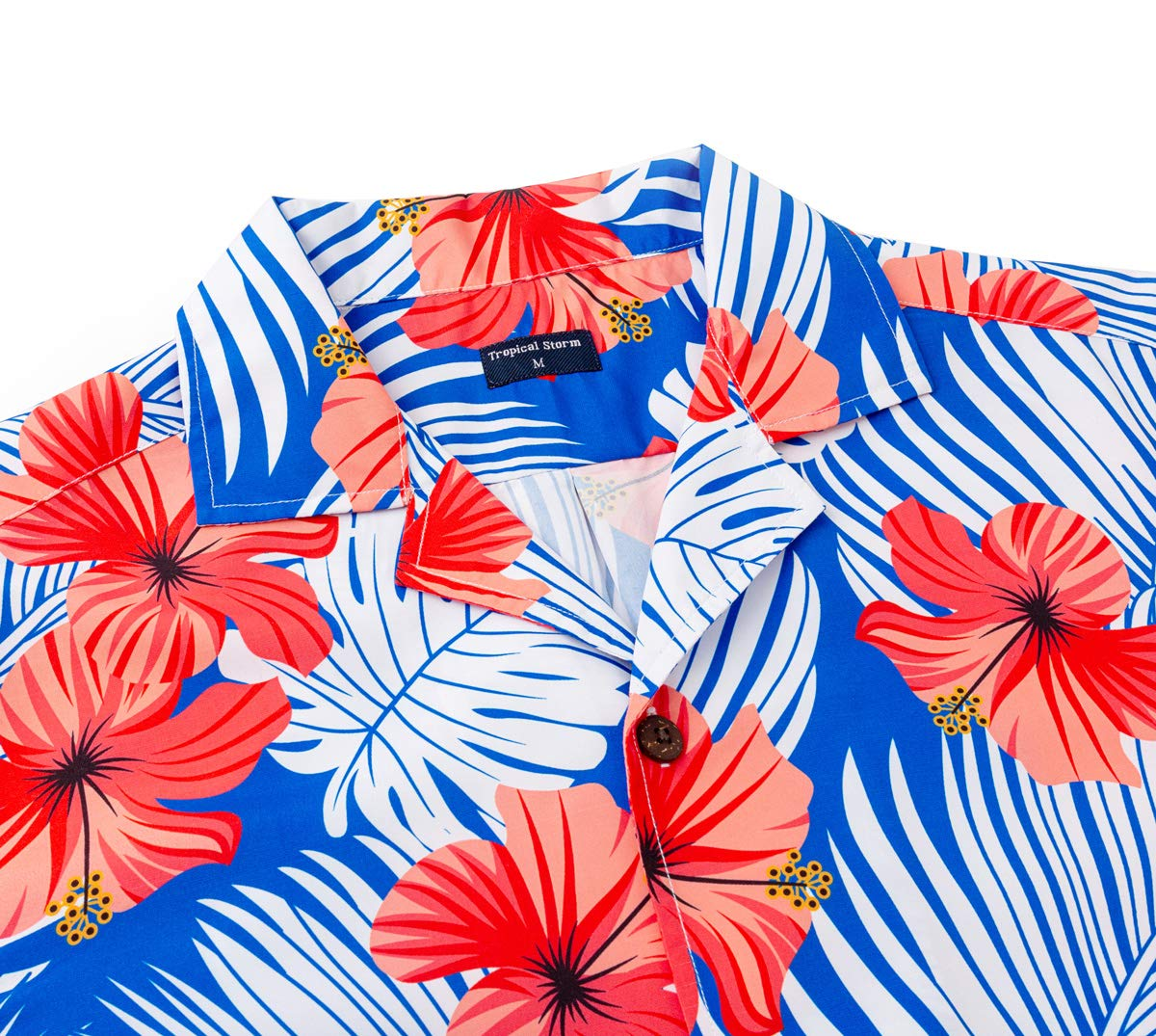 Men's Quick Dry Slim Fit Beach Shirt with Sublimation Printed Button Vacation Lapel Short Sleeve Custom Logo Design Stand Collar