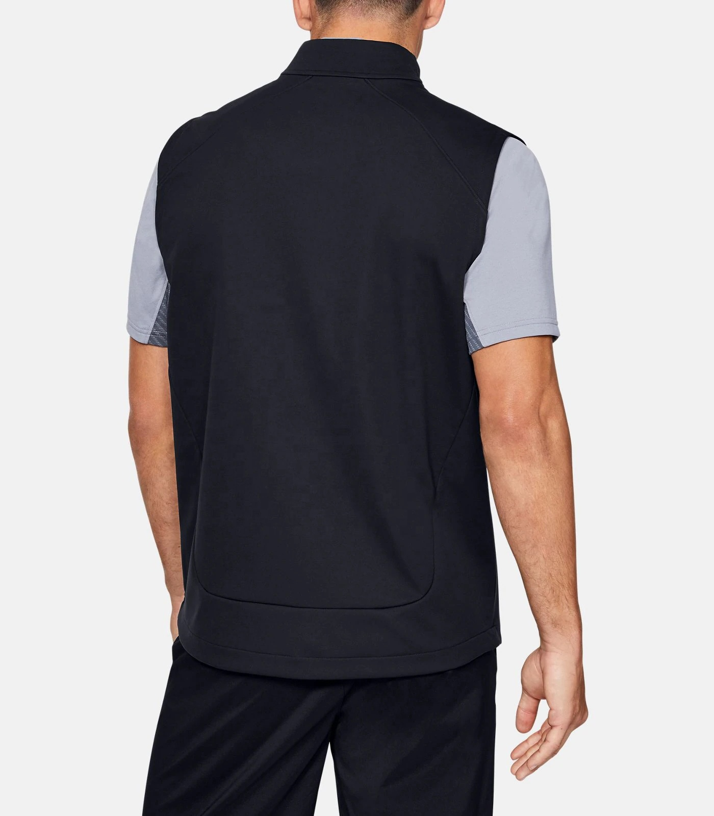 Customized logo stand-up collar full-zip two-color design windproof men's golf sleeveless windproof vests