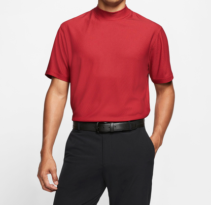 Hot Sale Quick Dry Fabric Men Golf Top Mock Neck Short Sleeve T Shirt
