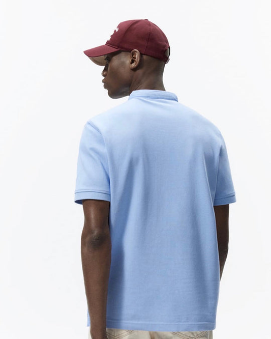 Men's Custom Logo US for Polo T-Shirt Cotton Bamboo Fiber Sky Blue with Print Pattern Knitted Crop Length