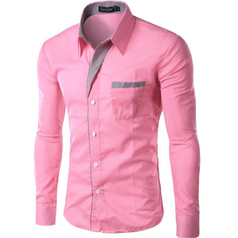Men Dress Shirt Long Sleeve Slim Brand Man Shirts Designer High Quality Solid Male Clothing Fit Business Shirts