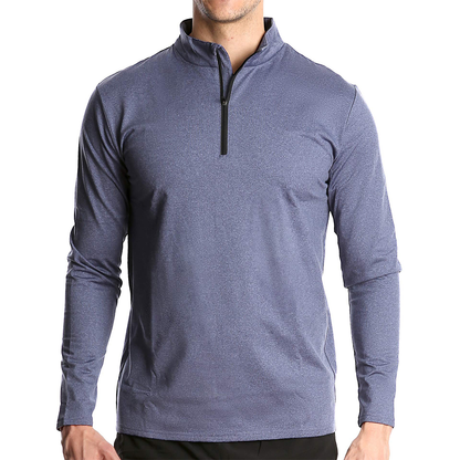 Custom Men's Long Sleeve Half Zip Pull Hoodie Autumn Quarter 1/4 Zip Neck Pullover Sweatshirt Digital Printing Worested Fabric