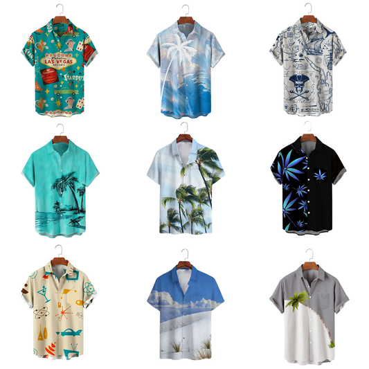Custom Casual Allover Sublimation Silk Vacation Beach Short Sleeve 3d Printing Aloha Sublimation Camisa Boxy Button up Shirt