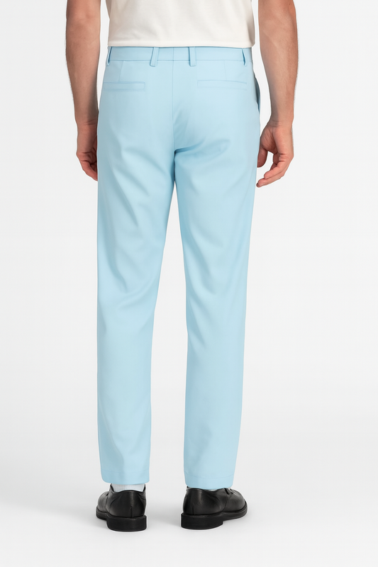 Light Blue Trousers with Contrast - Colored Waistband