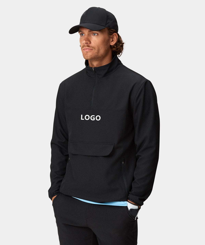 Custom Logo Men's Sport Quarter 1/4 Zip Neck Pocket Black Waterproof Windproof Golf Hoodie Pullovers Sweatshirts
