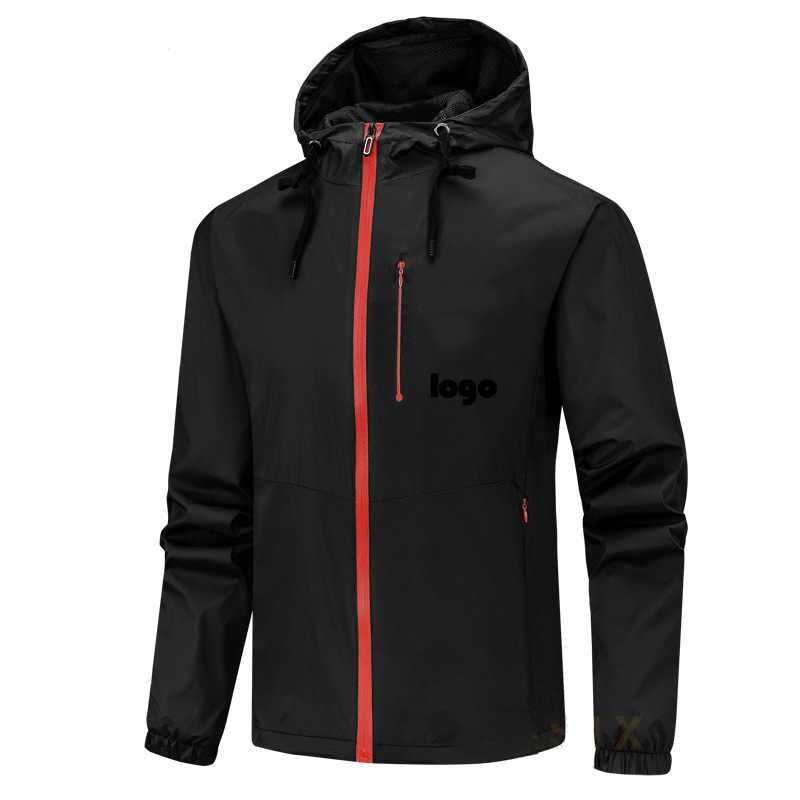 Custom OutdoorJacket Color Matching Rain Jacket Breathable Mens Wind Breaker Jacket Hooded