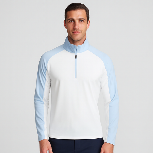 Autumn Men's Half Chest Zip-up Collar Pullover Custom Logo Outdoor Sports Polyester Spandex Pullover with Solid Pattern Supplier