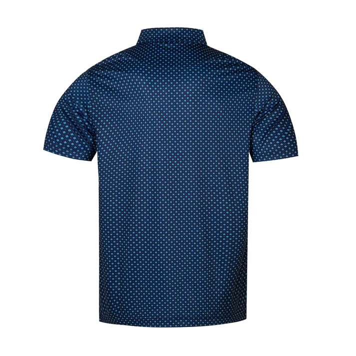 Blue Diamond Polo Shirt - Antimicrobial Quick Dry Slim Fit with Lattice Pattern