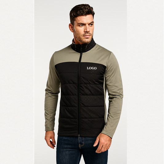 Custom High Quality Performance Sport Athletic Casual Full Zip Lightweight Winter Golf Coats Patchwork Quilted Jacket for Men