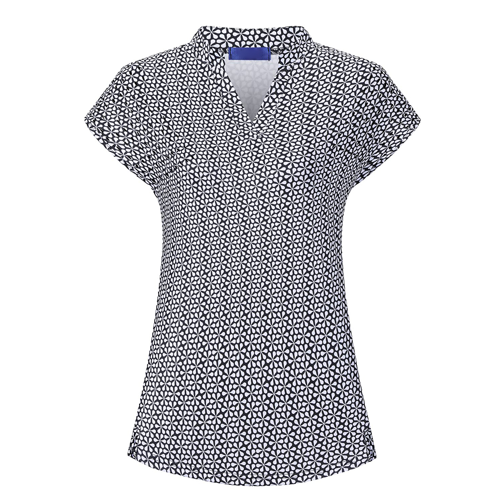 Supplier-customized logo, figure-hugging milk silk V-neck polo shirts with digital printing, suitable for golf T-shirts