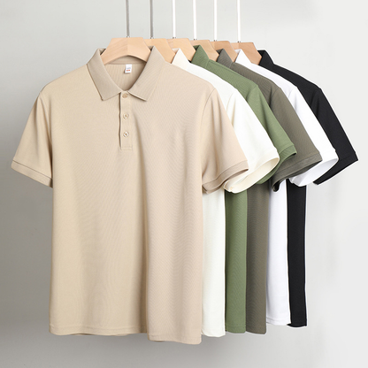 Custom Logo Summer Casual Loose Solid Short Sleeve Breathable 100% Cotton T-shirts Tops Mens Polo Shirt