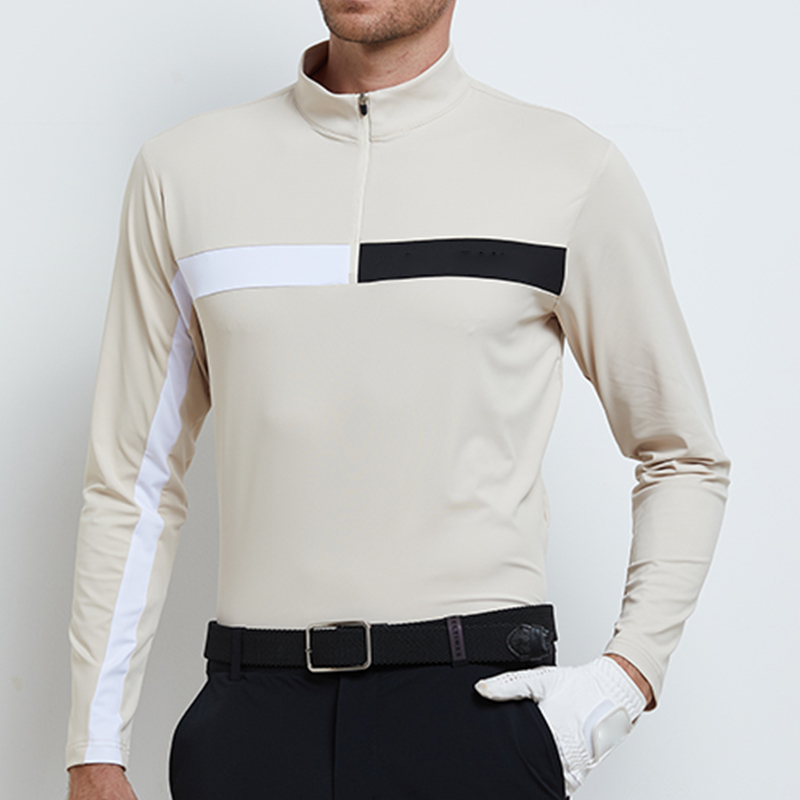 Custom Design Logo Embroidery Bamboo High Quality Long Sleeve Sublimation Performance Zip Neck Men Golf Sweatshirt