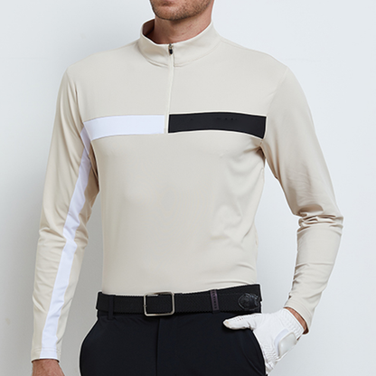 Custom Design Logo Embroidery Bamboo High Quality Long Sleeve Sublimation Performance Zip Neck Men Golf Sweatshirt