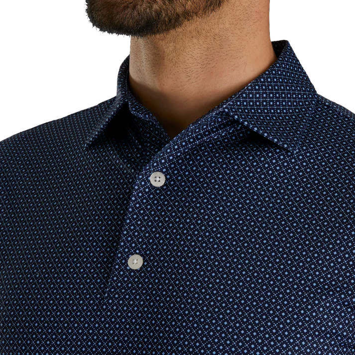 Men's Slim Fit Golf Polo Shirt - Navy Blue High-Performance Checkered Apparel