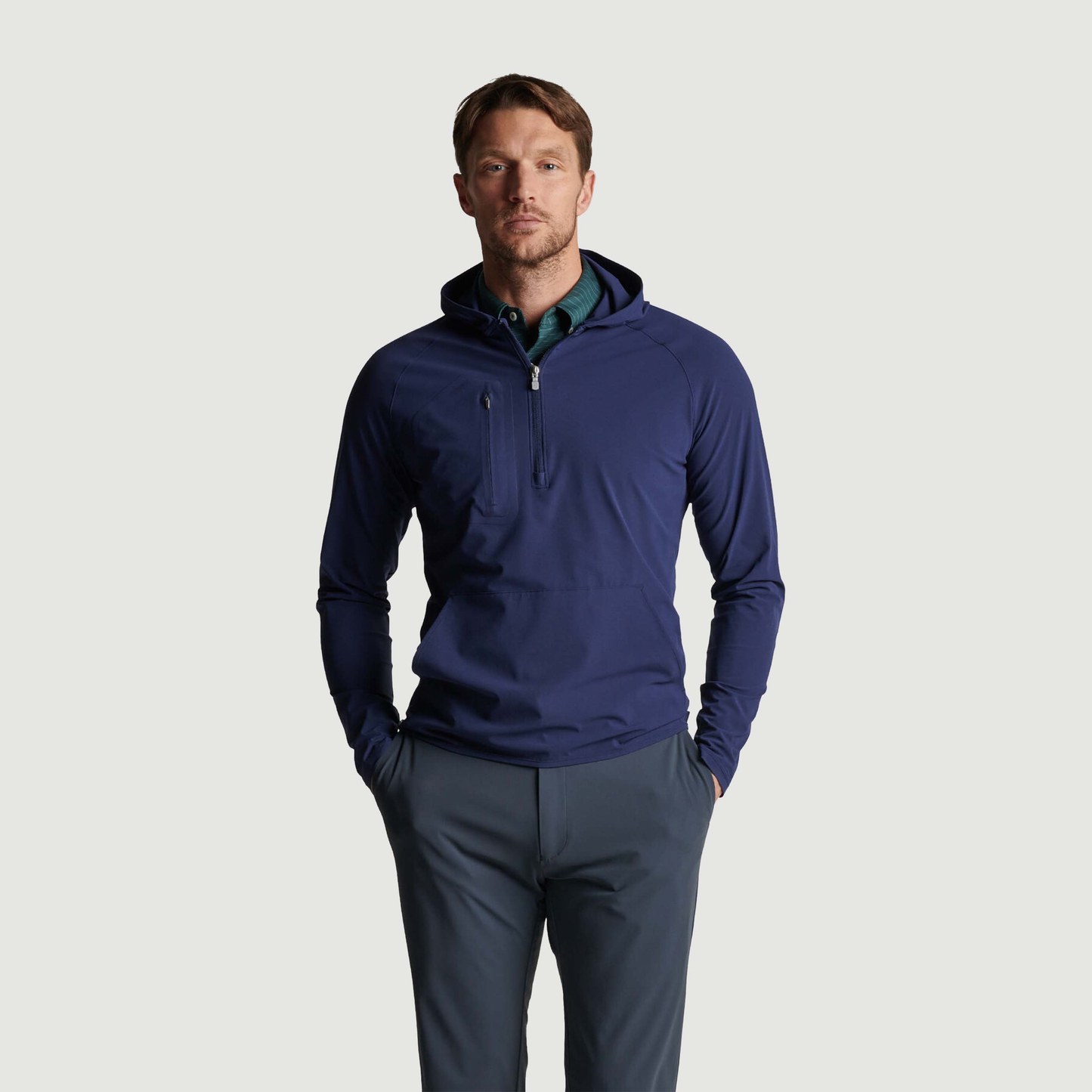 Custom Logo High Quality Luxury Plain 1/4 Quarter Zip Collar Golf Hoodie Pullover Oversized Men's Sweatshirt