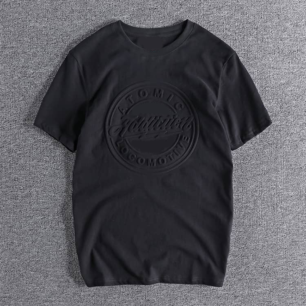 Custom Summer Relief 3d Letter T-shirt Europe and the United States Men's Short Sleeve 100% Cotton Em Casual Shirt