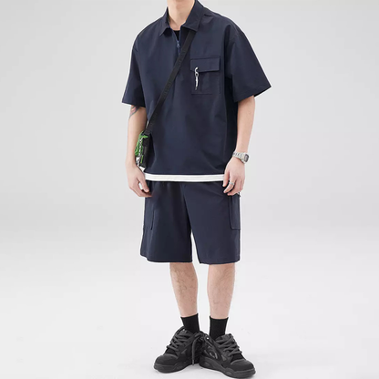Custom logo Breathable Quick Dry Slim Fit Moisture Wicking Casual Plain Short Sleeve Pocket Zipper Polo Shirts for Men