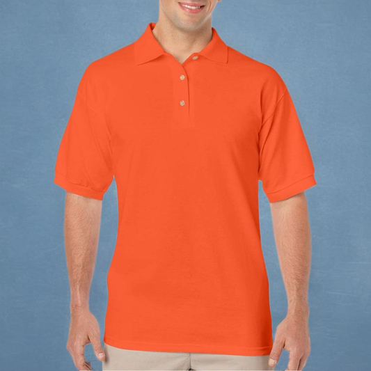 OEM Custom Logo 3-Button for Polo Shirt Moisture Wicking Adult Athletic Jersey Solid Orange Short Sleeve Jersey with Custom Logo