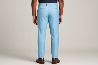 Light Blue Trousers with Contrast - Colored Waistband