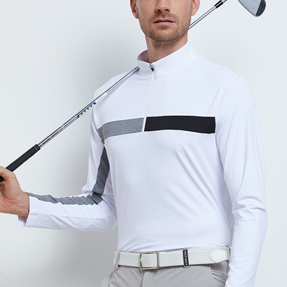 Custom Design Logo Embroidery Bamboo High Quality Long Sleeve Sublimation Performance Zip Neck Men Golf Sweatshirt