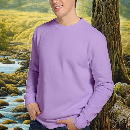 Polyester Slim Fit Long Sleeve Collar Winter Season Solid Neck Logo Print High Quality Custom Made Men's Sweatshirt