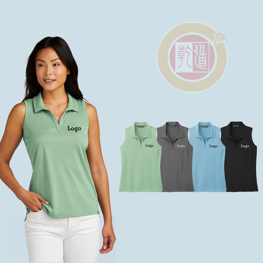 Custom logo Embroidered High Quality Stretch Elastic High Quality V-neck Womens Top Polyester Sleeveless Golf Polo Shirt