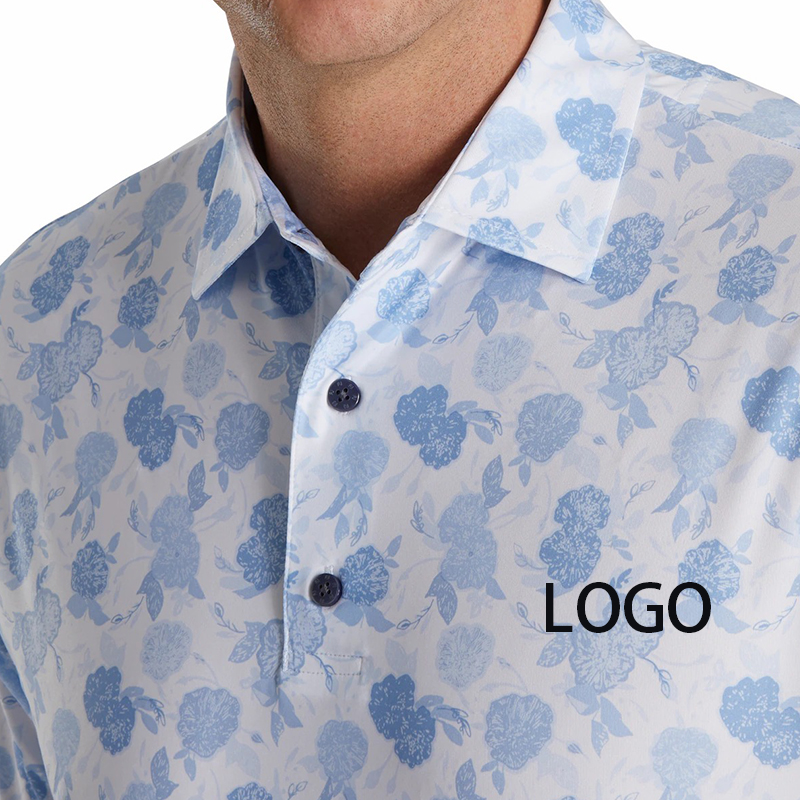 Vintage High Quality Custom Floral Printing Golf Sublimation Neck Shirts 100% Polyester Men Performance Polo T Shirt Manufacture
