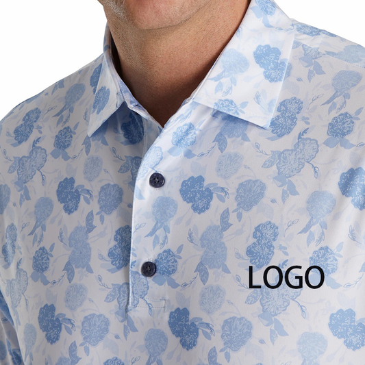 Vintage High Quality Custom Floral Printing Golf Sublimation Neck Shirts 100% Polyester Men Performance Polo T Shirt Manufacture