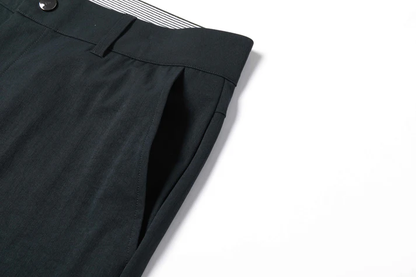 Navy Blue Trousers with Contrast - Colored Waistband