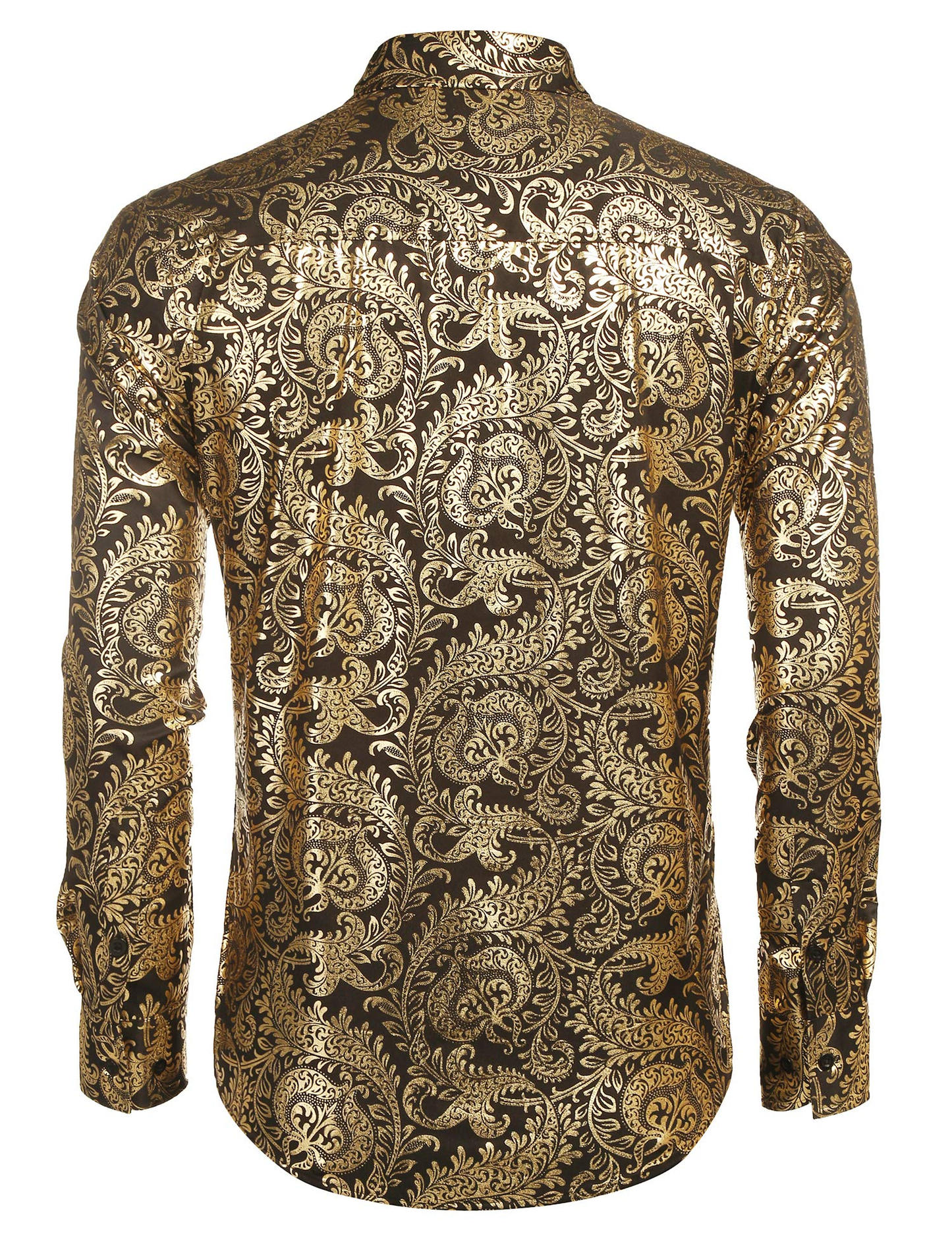 Custom Elegant Gold Floral Printed Design Shirts Casual Button Down Men Gilded Shirts