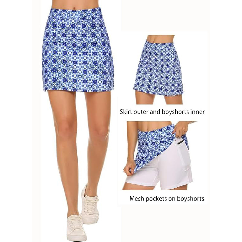Custom-made women's sports skirts, lightweight shorts with inner pockets, running and fitness sports skirts, golf skirts