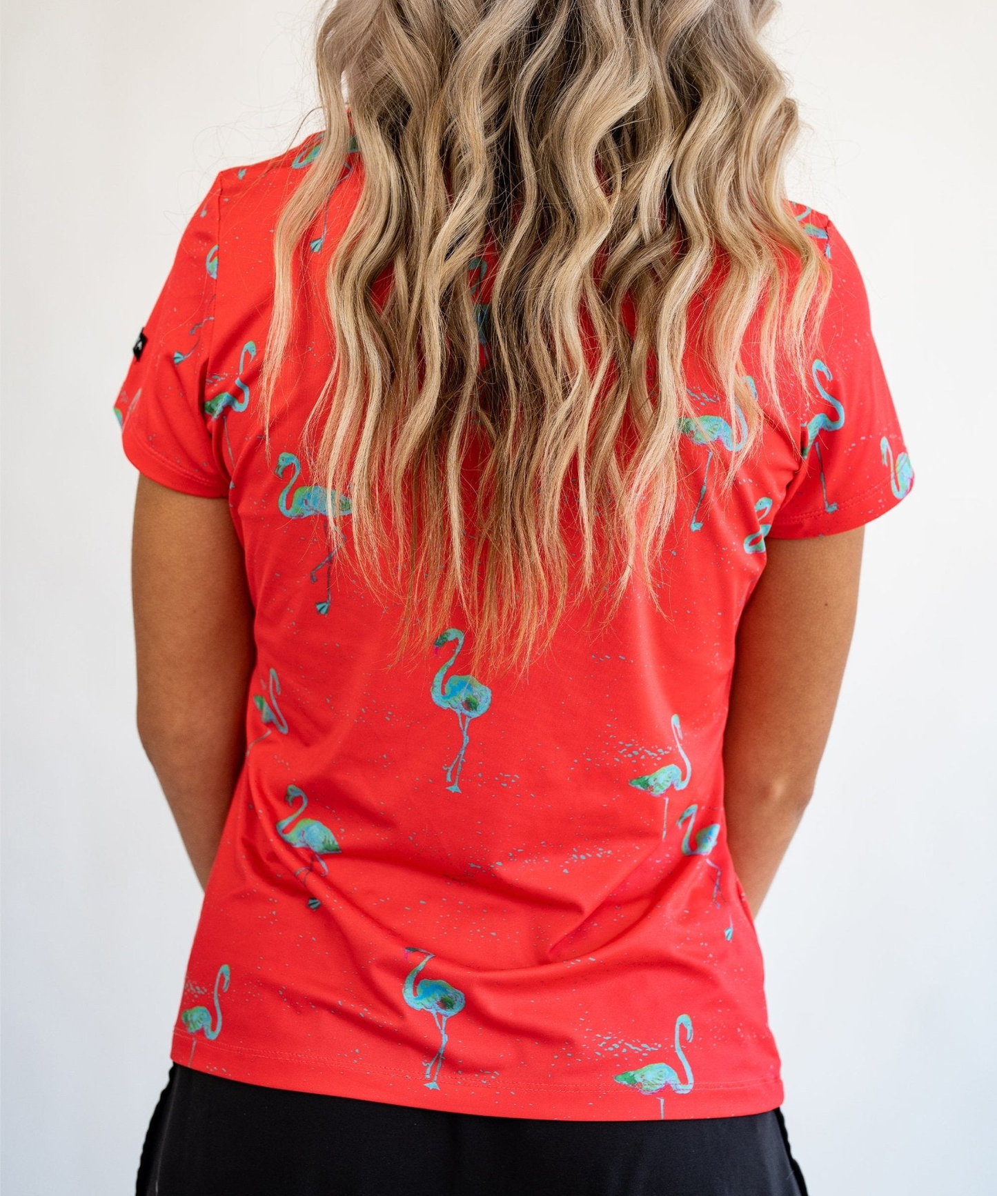 Custom Logo Summer Breathable Fashion Flamingo Full Allover Print Slim Sports V-neck Woman Polo T-shirt with logo Golf Clothes